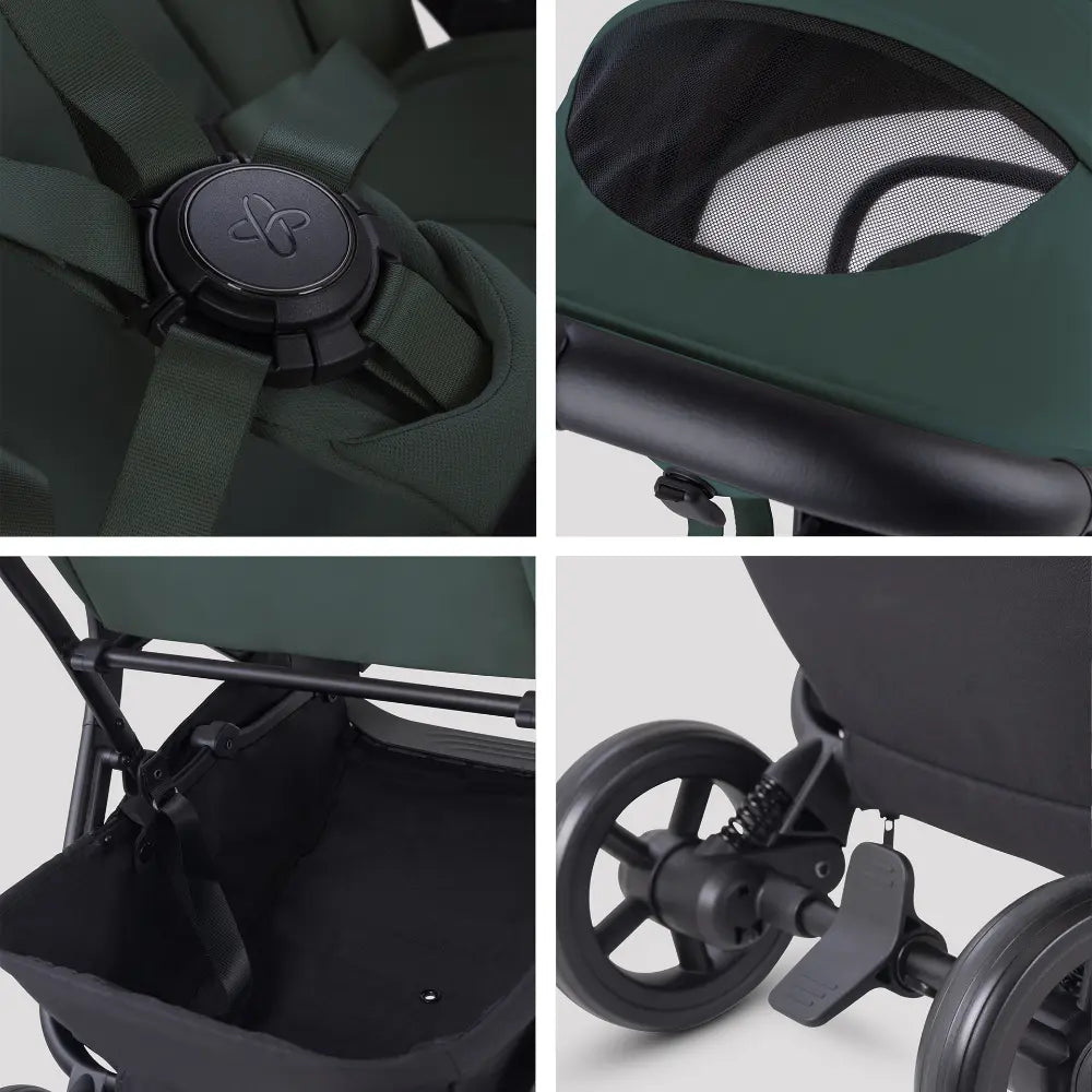 Silver Cross Nia World's Only Aircraft Cabin Approved Stroller in Both Seat & Carrycot Mode|Flat Recline|One Hand Fold|Lightweight & Travel Friendly|Self Standing|0 to 4Y|Upto 22 Kg - Conifer