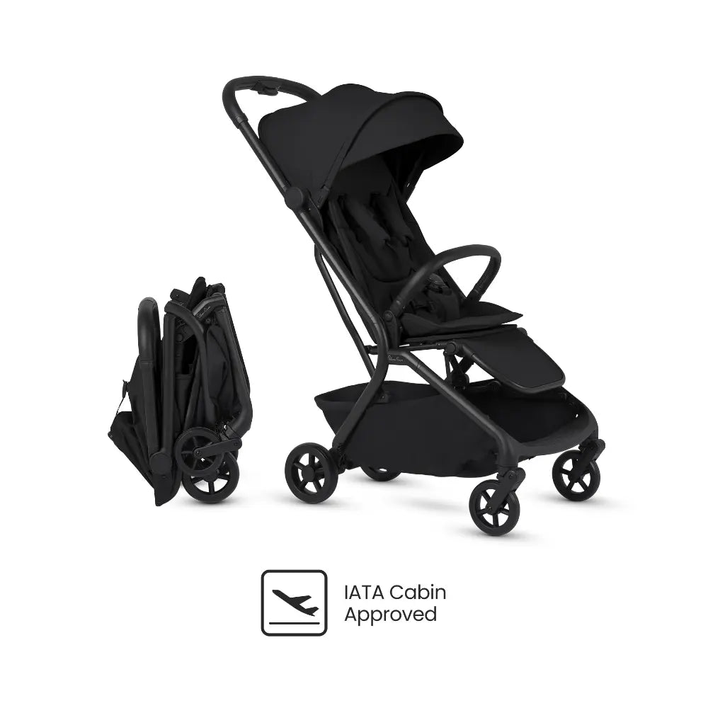 Silver Cross Nia World's Only Aircraft Cabin Approved Stroller in Both Seat & Carrycot Mode|Flat Recline|One Hand Fold|Lightweight & Travel Friendly|Self Standing|0 to 4Y|Upto 22 Kg - Onyx