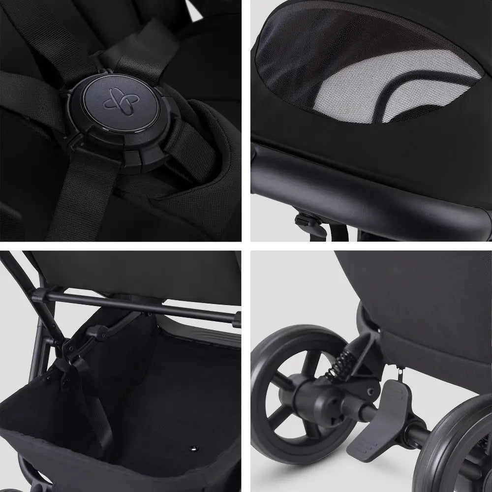 Silver Cross Nia World's Only Aircraft Cabin Approved Stroller in Both Seat & Carrycot Mode|Flat Recline|One Hand Fold|Lightweight & Travel Friendly|Self Standing|0 to 4Y|Upto 22 Kg - Onyx