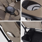 Silver Cross Nia World's Only Aircraft Cabin Approved Stroller in Both Seat & Carrycot Mode|Flat Recline|One Hand Fold|Lightweight & Travel Friendly|Self Standing|0 to 4Y|Upto 22 Kg - Champagne