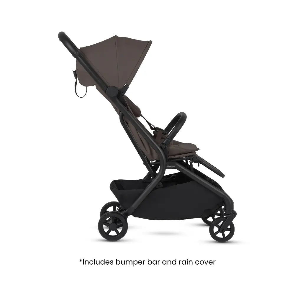 Silver Cross Nia World's Only Aircraft Cabin Approved Stroller in Both Seat & Carrycot Mode|Flat Recline|One Hand Fold|Lightweight & Travel Friendly|Self Standing|0 to 4Y|Upto 22 Kg - Chocolate