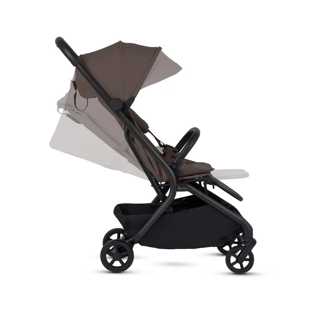 Silver Cross Nia World's Only Aircraft Cabin Approved Stroller in Both Seat & Carrycot Mode|Flat Recline|One Hand Fold|Lightweight & Travel Friendly|Self Standing|0 to 4Y|Upto 22 Kg - Chocolate