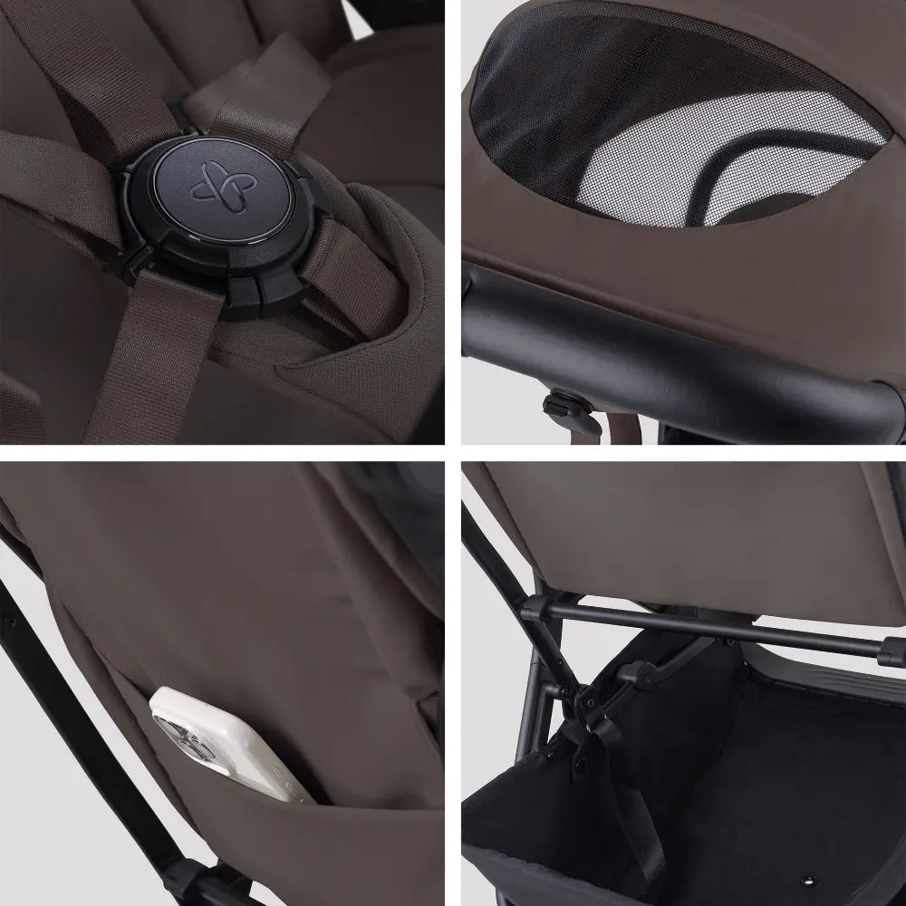 Silver Cross Nia World's Only Aircraft Cabin Approved Stroller in Both Seat & Carrycot Mode|Flat Recline|One Hand Fold|Lightweight & Travel Friendly|Self Standing|0 to 4Y|Upto 22 Kg - Chocolate