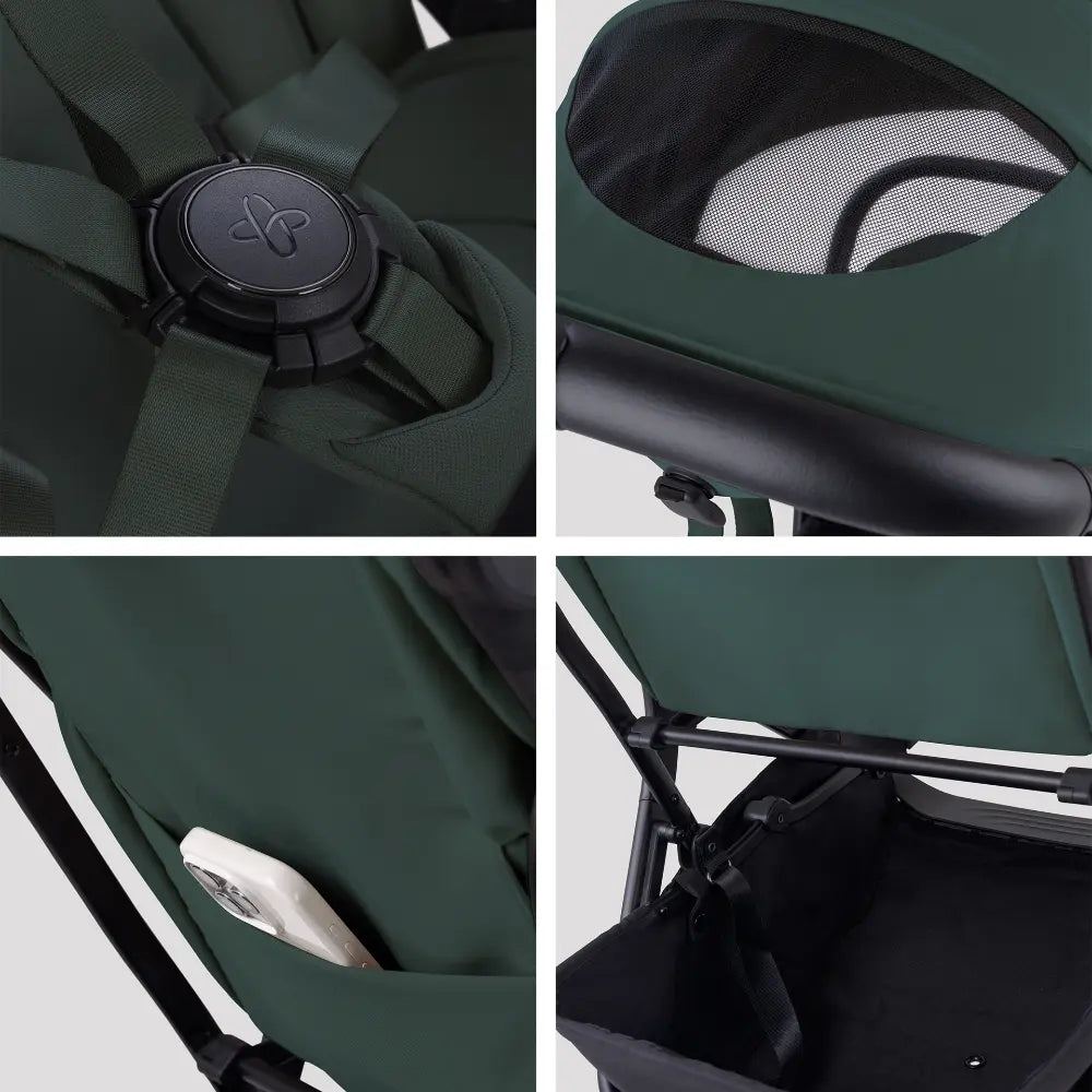 Silver Cross Nia World's Only Aircraft Cabin Approved Stroller in Both Seat & Carrycot Mode|Flat Recline|One Hand Fold|Lightweight & Travel Friendly|Self Standing|0 to 4Y|Upto 22 Kg - Conifer