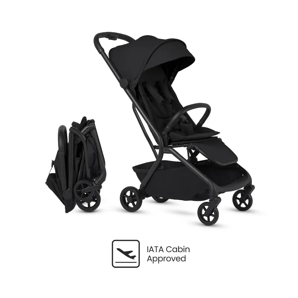 Silver Cross Nia World's Only Aircraft Cabin Approved Stroller in Both Seat & Carrycot Mode|Flat Recline|One Hand Fold|Lightweight & Travel Friendly|Self Standing|0 to 4Y|Upto 22 Kg - Onyx