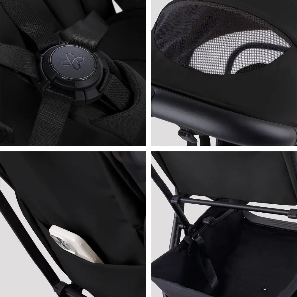 Silver Cross Nia World's Only Aircraft Cabin Approved Stroller in Both Seat & Carrycot Mode|Flat Recline|One Hand Fold|Lightweight & Travel Friendly|Self Standing|0 to 4Y|Upto 22 Kg - Onyx