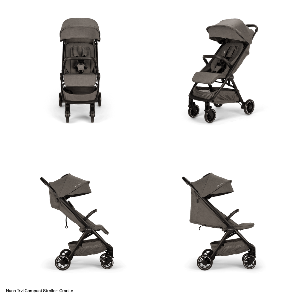 Nuna Trvl Cabin Friendly Stroller|Lightweight|Compact|One-Hand Self-Collapsing Fold|All Wheel Suspension|0 to 4Y (Upto 22Kg) - Granite