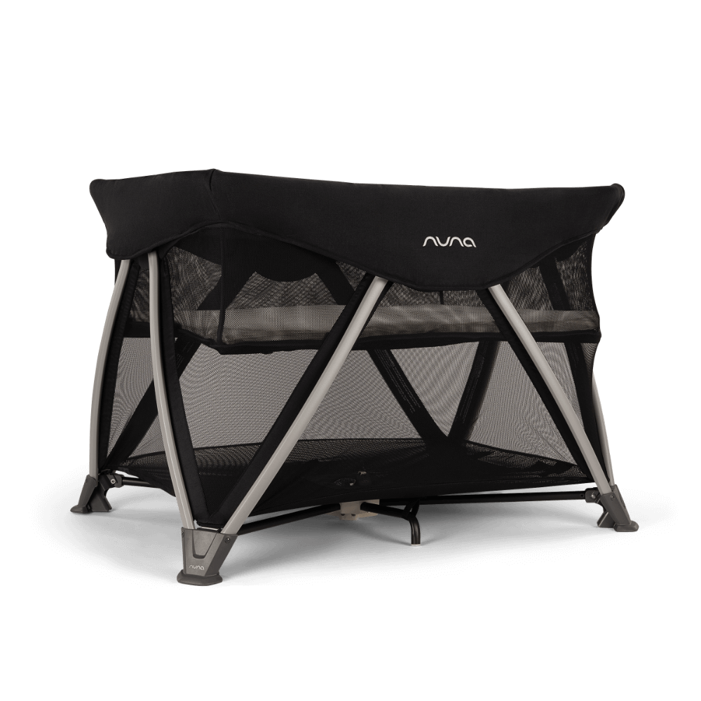 Nuna SENA Aire Travel Cot & Playard-With Triple-Layered Mesh Mattress-360 Degree Airflow-One Hand Fold-Light Weight & Portable-Includes Travel Bag-0 to 3Y-Caviar