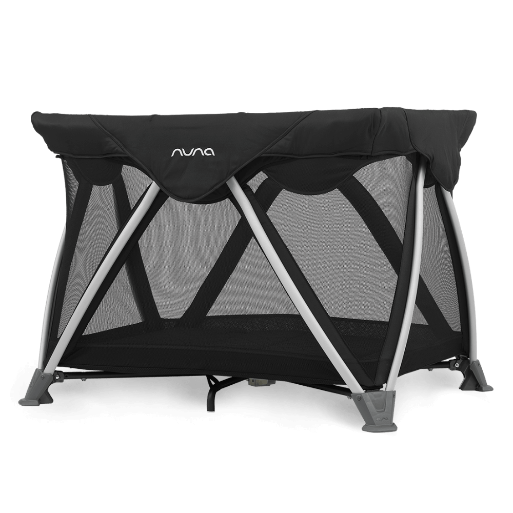 Nuna SENA Aire Travel Cot & Playard-With Triple-Layered Mesh Mattress-360 Degree Airflow-One Hand Fold-Light Weight & Portable-Includes Travel Bag-0 to 3Y-Caviar
