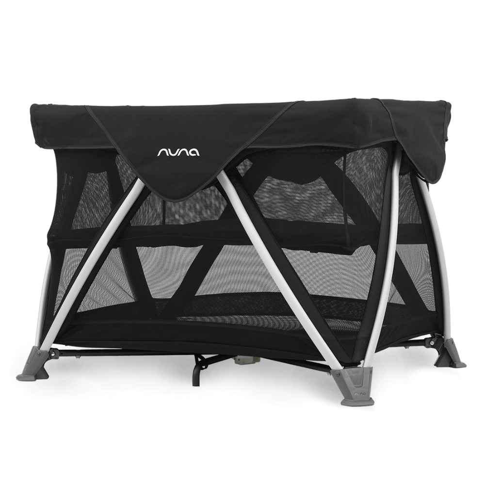 Nuna SENA Aire Travel Cot & Playard-With Triple-Layered Mesh Mattress-360 Degree Airflow-One Hand Fold-Light Weight & Portable-Includes Travel Bag-0 to 3Y-Caviar