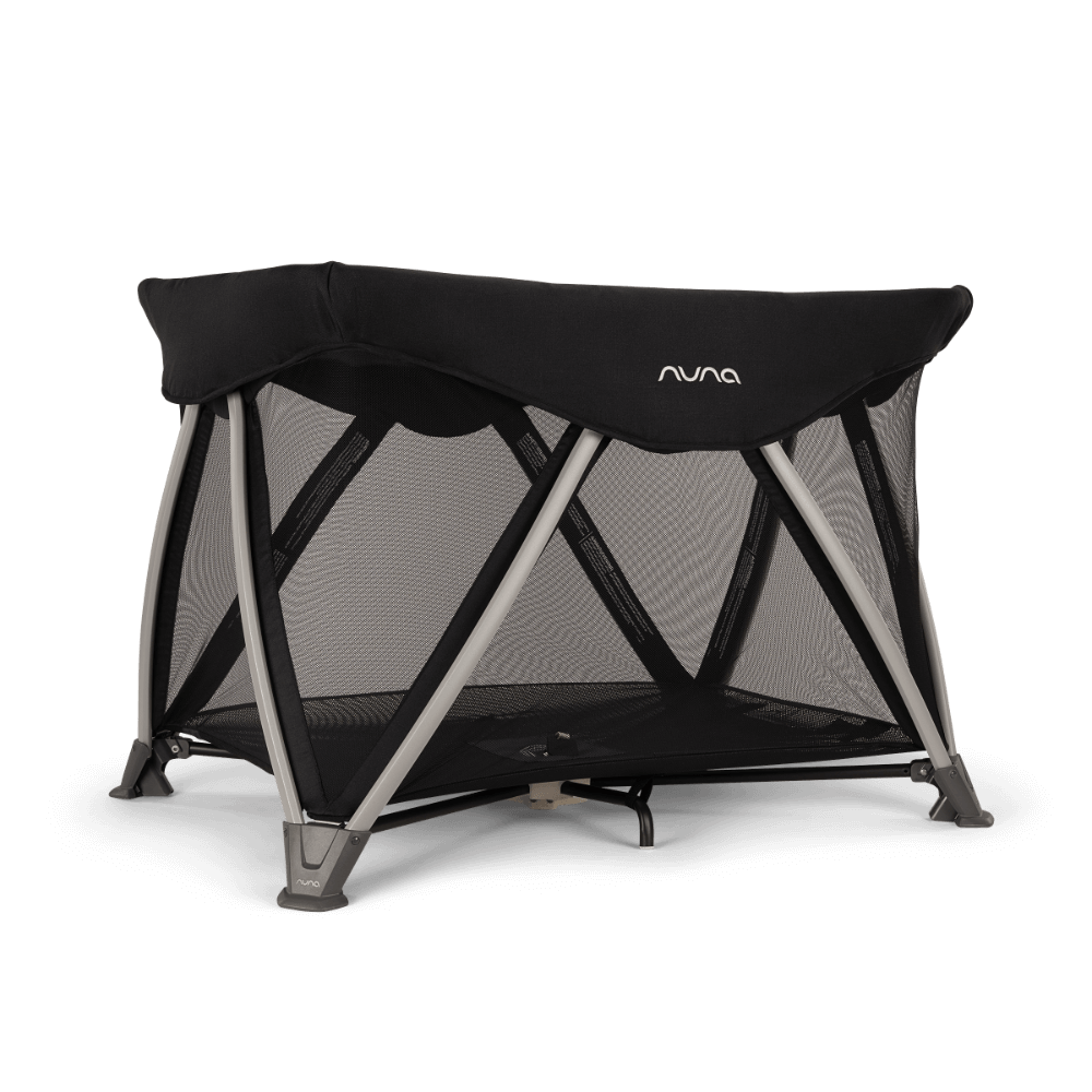 Nuna SENA Aire Travel Cot & Playard-With Triple-Layered Mesh Mattress-360 Degree Airflow-One Hand Fold-Light Weight & Portable-Includes Travel Bag-0 to 3Y-Caviar