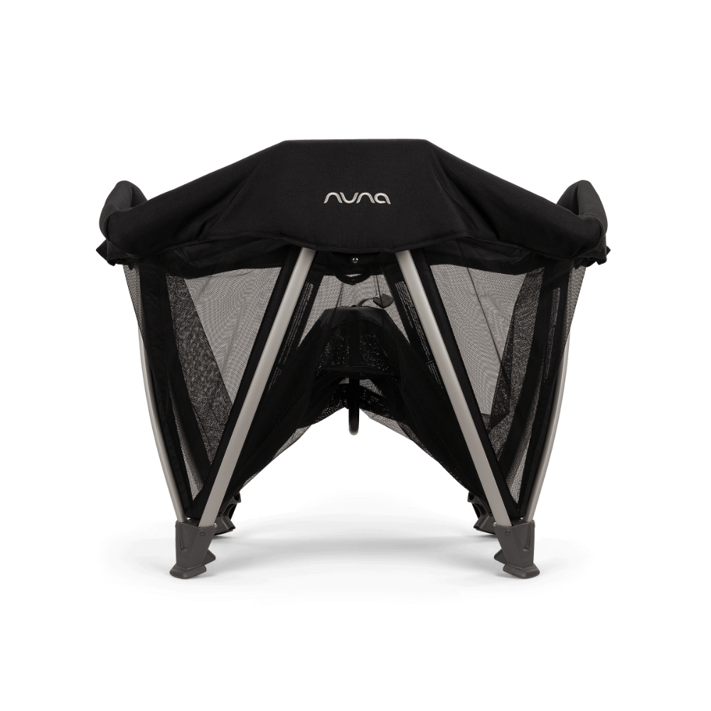 Nuna SENA Aire Travel Cot & Playard-With Triple-Layered Mesh Mattress-360 Degree Airflow-One Hand Fold-Light Weight & Portable-Includes Travel Bag-0 to 3Y-Caviar