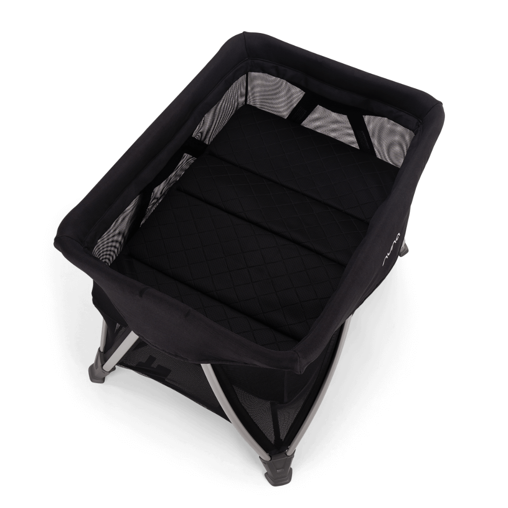 Nuna SENA Aire Travel Cot & Playard-With Triple-Layered Mesh Mattress-360 Degree Airflow-One Hand Fold-Light Weight & Portable-Includes Travel Bag-0 to 3Y-Caviar