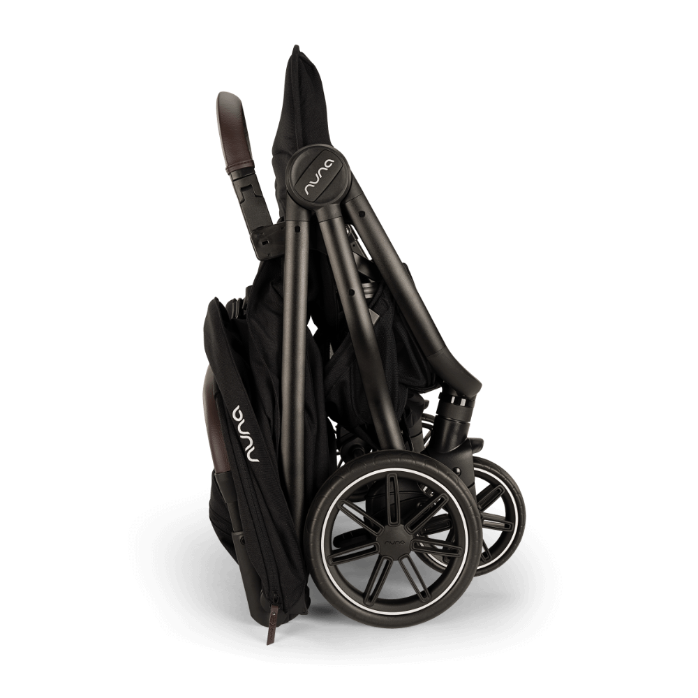 Nuna TRVL Dubl Twin Baby Stroller-Individually Adjustable Near Flat Reclining Seat-One Hand Fold-Large Storage Basket-2 Years Warranty-0 to 4Y (Upto 22 Kg)-Caviar