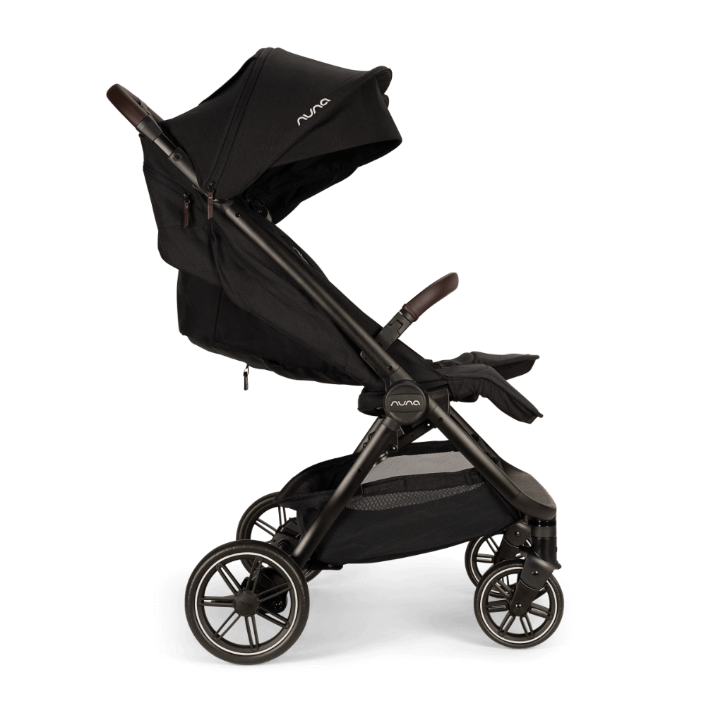 Nuna TRVL Dubl Twin Baby Stroller-Individually Adjustable Near Flat Reclining Seat-One Hand Fold-Large Storage Basket-2 Years Warranty-0 to 4Y (Upto 22 Kg)-Caviar