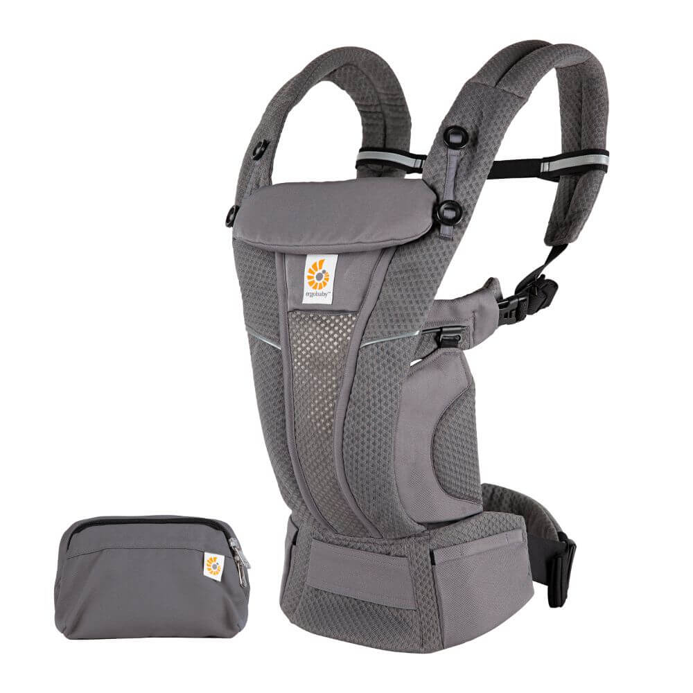 Ergobaby Omni Breeze Baby Carrier - Lightweight Newborn to Toddler Carrier with Breathable Soft Mesh, Enhanced Lumbar Support,  Adjustable Waistbelt & Cross Straps, Privacy Hood, 4 Carry Positions, 3-20Kgs, Birth - 4 Years, Graphite Grey