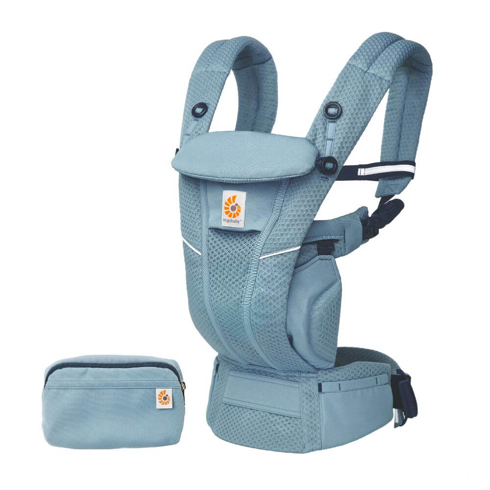 Ergobaby Omni Breeze Baby Carrier - Lightweight Newborn to Toddler Carrier with Breathable Soft Mesh, Enhanced Lumbar Support,  Adjustable Waistbelt & Cross Straps, Privacy Hood, 4 Carry Positions, 3-20Kgs, Birth - 4 Years, Slate Blue