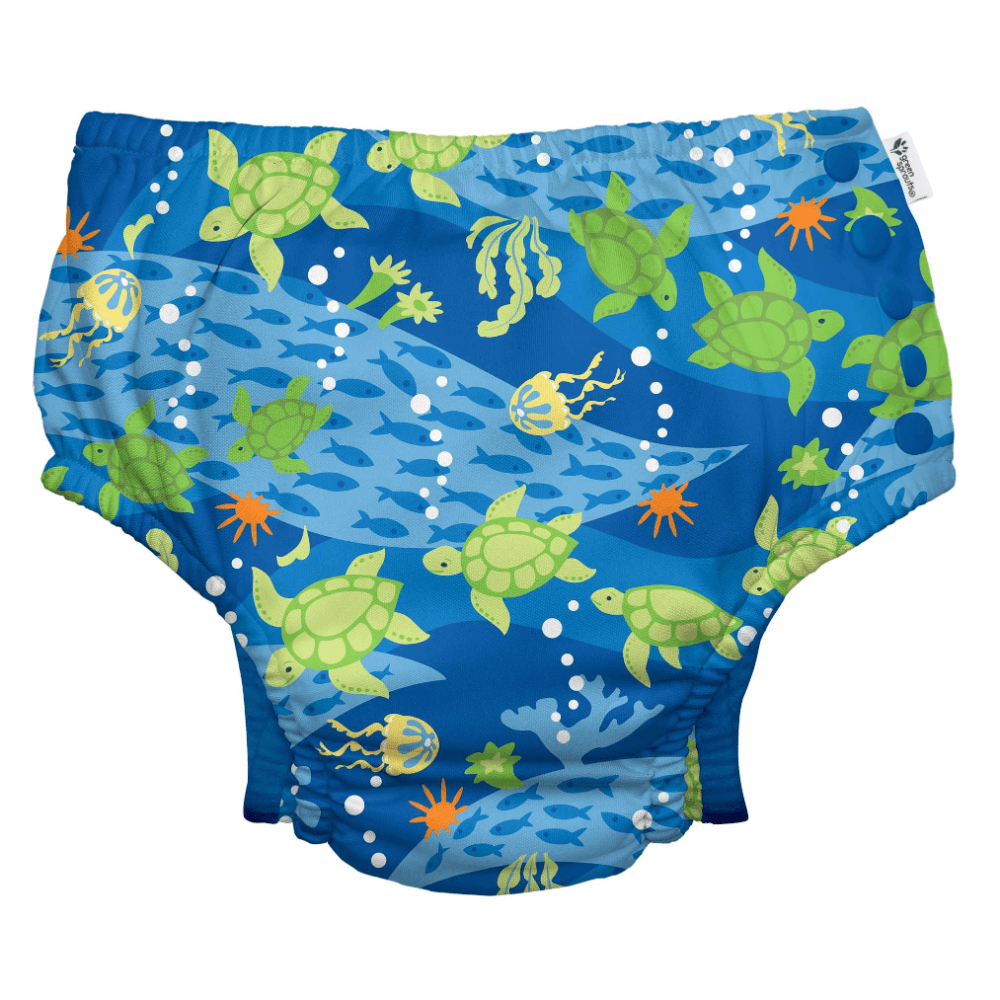 Green Sprouts Reusable Turtle Printed Swim Diaper with Snaps (1-2 years)