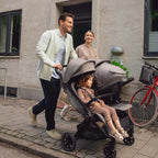 Nuna TRVL Dubl Twin Baby Stroller-Individually Adjustable Near Flat Reclining Seat-One Hand Fold-Large Storage Basket-2 Years Warranty-0 to 4Y (Upto 22 Kg)- Granite