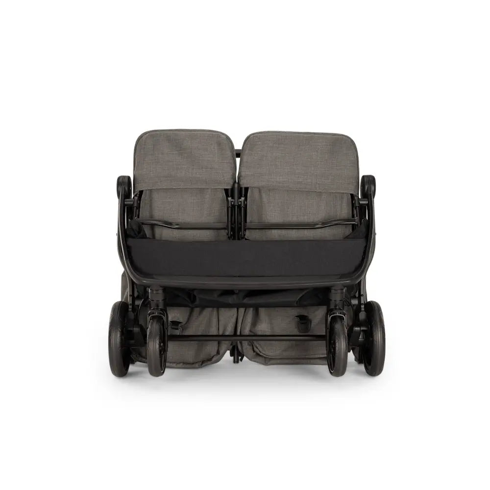 Nuna TRVL Dubl Twin Baby Stroller-Individually Adjustable Near Flat Reclining Seat-One Hand Fold-Large Storage Basket-2 Years Warranty-0 to 4Y (Upto 22 Kg)- Granite