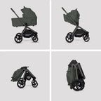Silver Cross Breez Reversible Carry Cot Flat Recline|Height Adjustable Seat|Easy Fold|Rain Cover |0 to 6MY |Upto 9Kg - Pewter