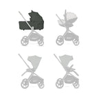 Silver Cross Breez Reversible Carry Cot Flat Recline|Height Adjustable Seat|Easy Fold|Rain Cover |0 to 6MY |Upto 9Kg - Pewter