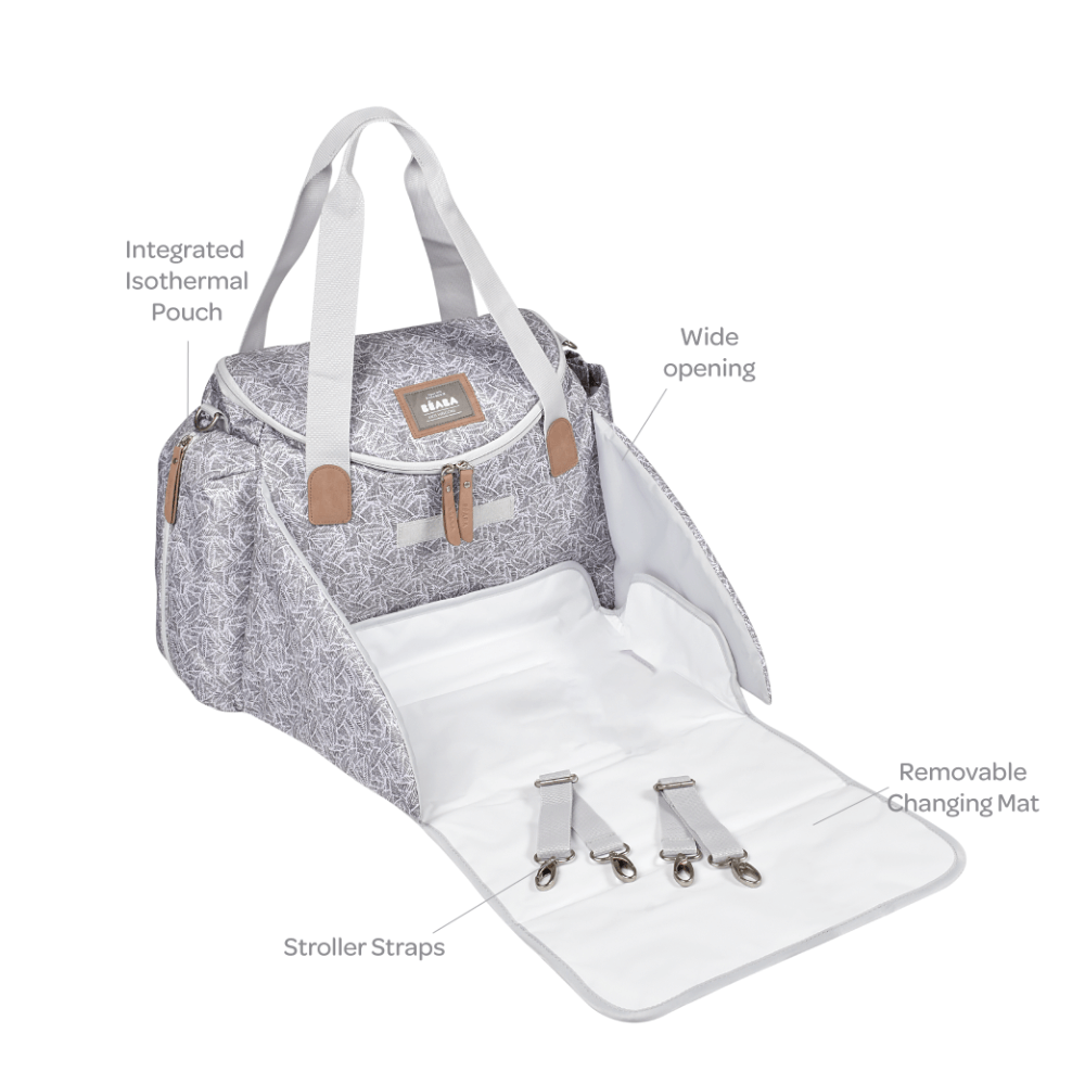 Beaba Sydney Baby Diaper Bag – Multifunctional Travel baby Bag with Large Capacity, Multi-Pocket Organizer with Changing Pad, Insulated Bottle Pouch & Stroller Clips – Ideal for Moms & Dads On the Go
