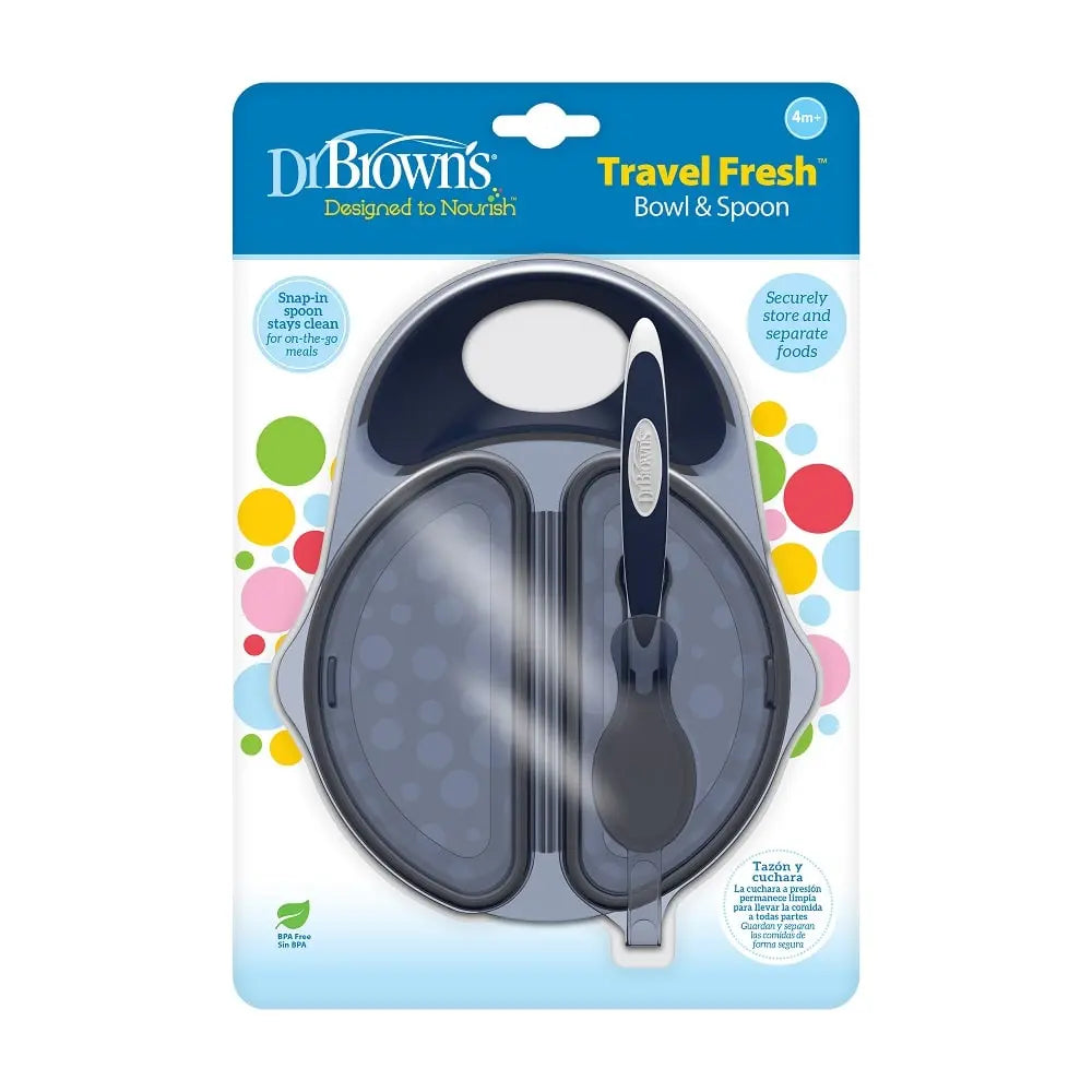 Dr. Brown's Travel Fresh™ Bowl & Snap-in Spoon, Dark Blue, 1-Pack