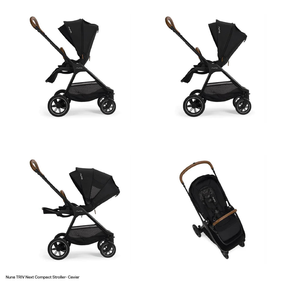 Nuna TRIV Next Reversible Seat Stroller with Flat Recline|Height Adjustable Handle Bar|All Terrain|All Wheel Suspension|One Hand Fold|Rain Cover & Post Adaptors|0 to 4Y (Upto 22Kg) - Caviar