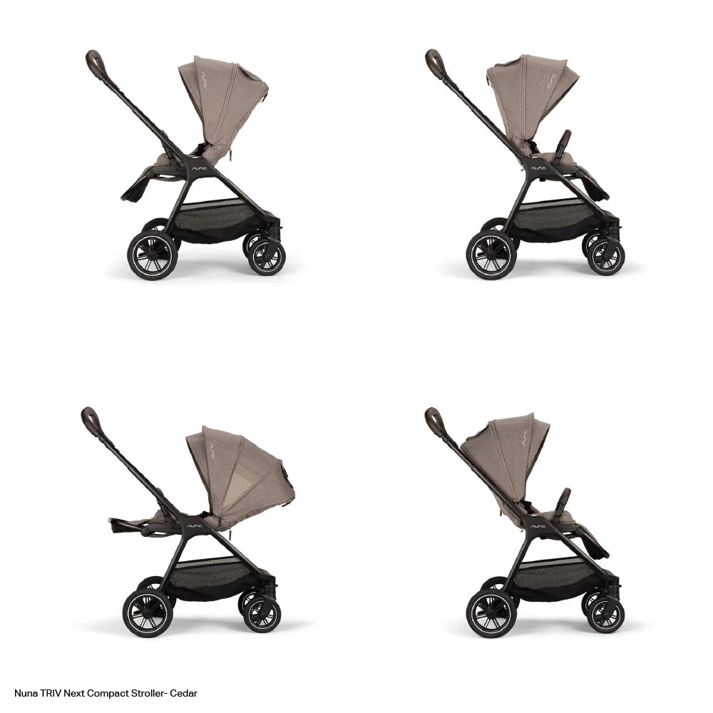 Nuna TRIV Next Reversible Seat Stroller with Flat Recline|Height Adjustable Handle Bar|All Terrain|All Wheel Suspension|One Hand Fold|Rain Cover & Post Adaptors|0 to 4Y (Upto 22Kg) -  Cedar