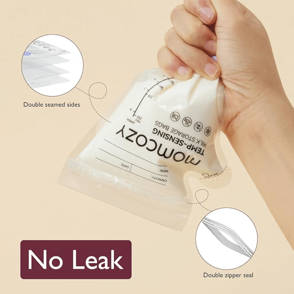 Momcozy Spout Breast Milk Storage Bags – 120 pcs (Transparent)