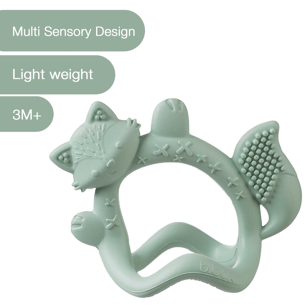 B.Box Silicone Wrist Teether Fox - Multi-Textured & Soothing for Teething Babies