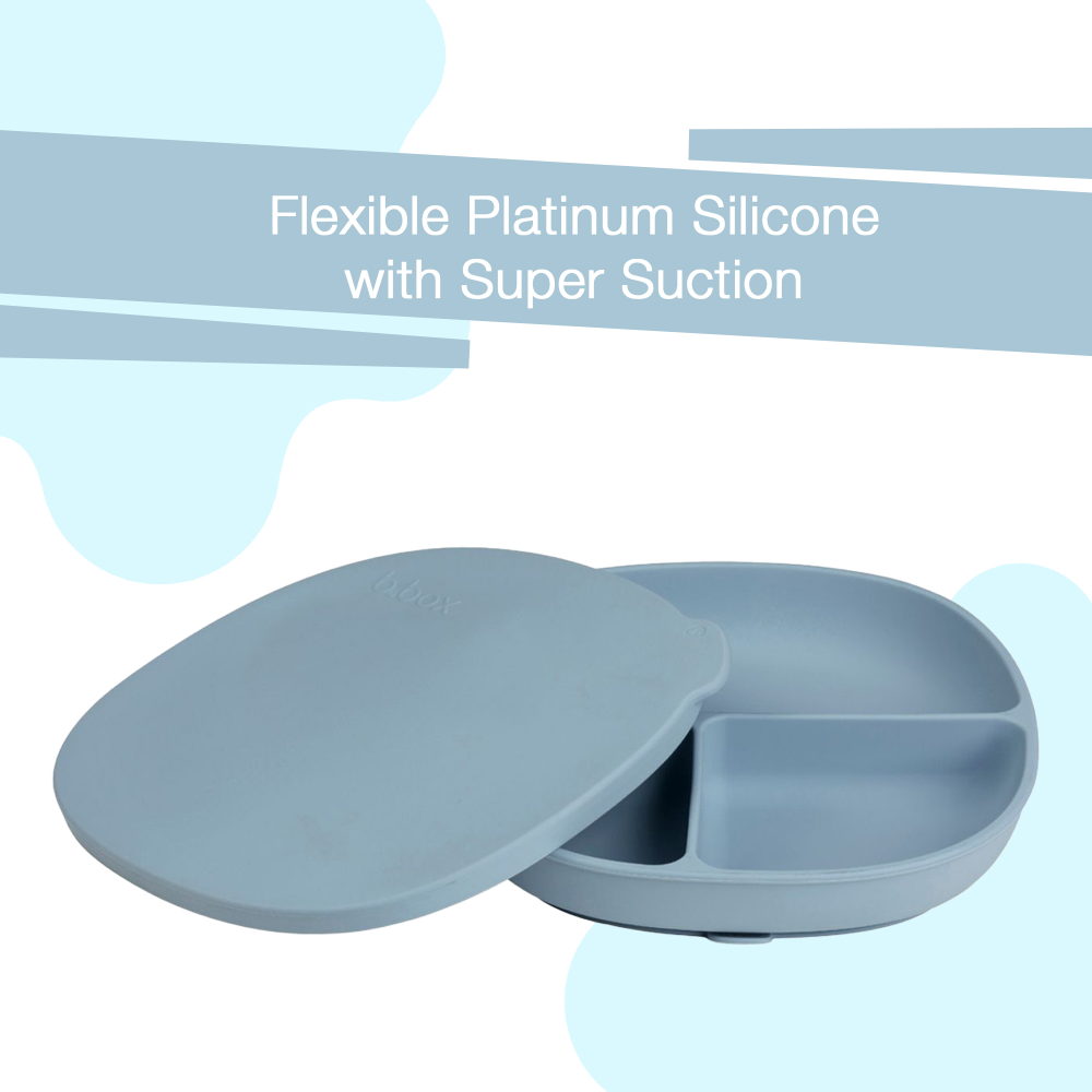 B.Box Silicone Divider Suction Plate with Lid - Non-Slip Base & Leakproof Lid for Fuss-Free Mealtimes