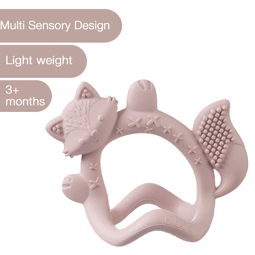 B.Box Silicone Wrist Teether Fox - Multi-Textured & Soothing for Teething Babies