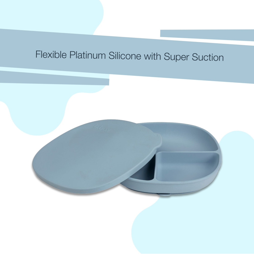 B.Box Silicone Divider Suction Plate with Lid - Non-Slip Base & Leakproof Lid for Fuss-Free Mealtimes