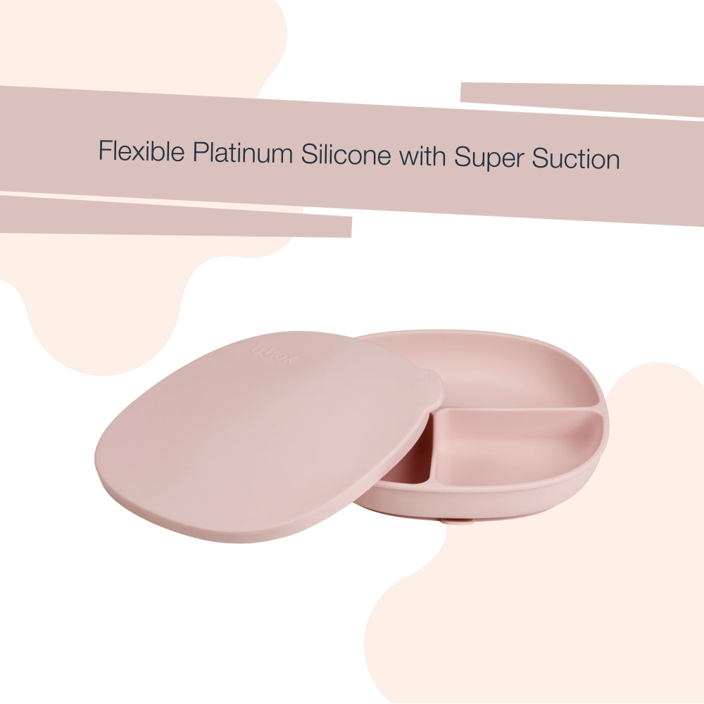 B.Box Silicone Divider Suction Plate with Lid - Non-Slip Base & Leakproof Lid for Fuss-Free Mealtimes