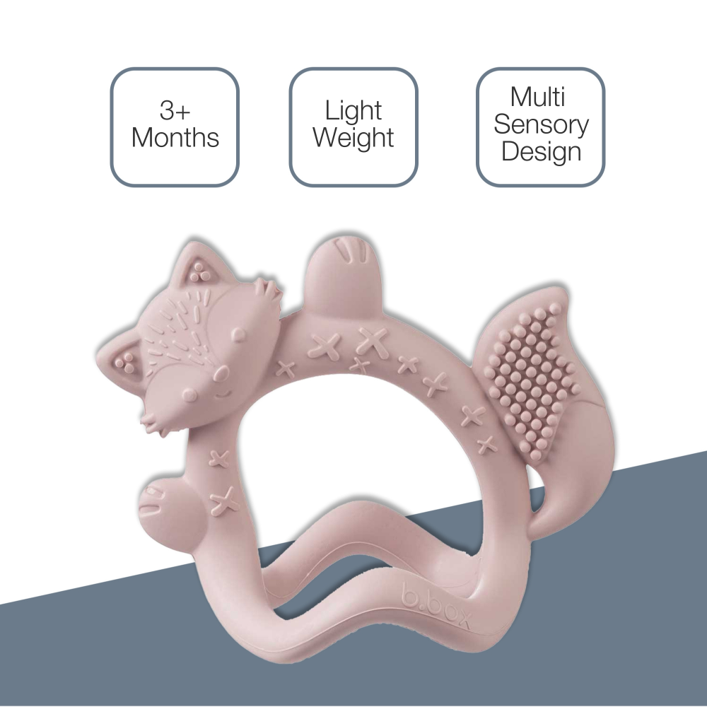 B.Box Silicone Wrist Teether Fox - Multi-Textured & Soothing for Teething Babies