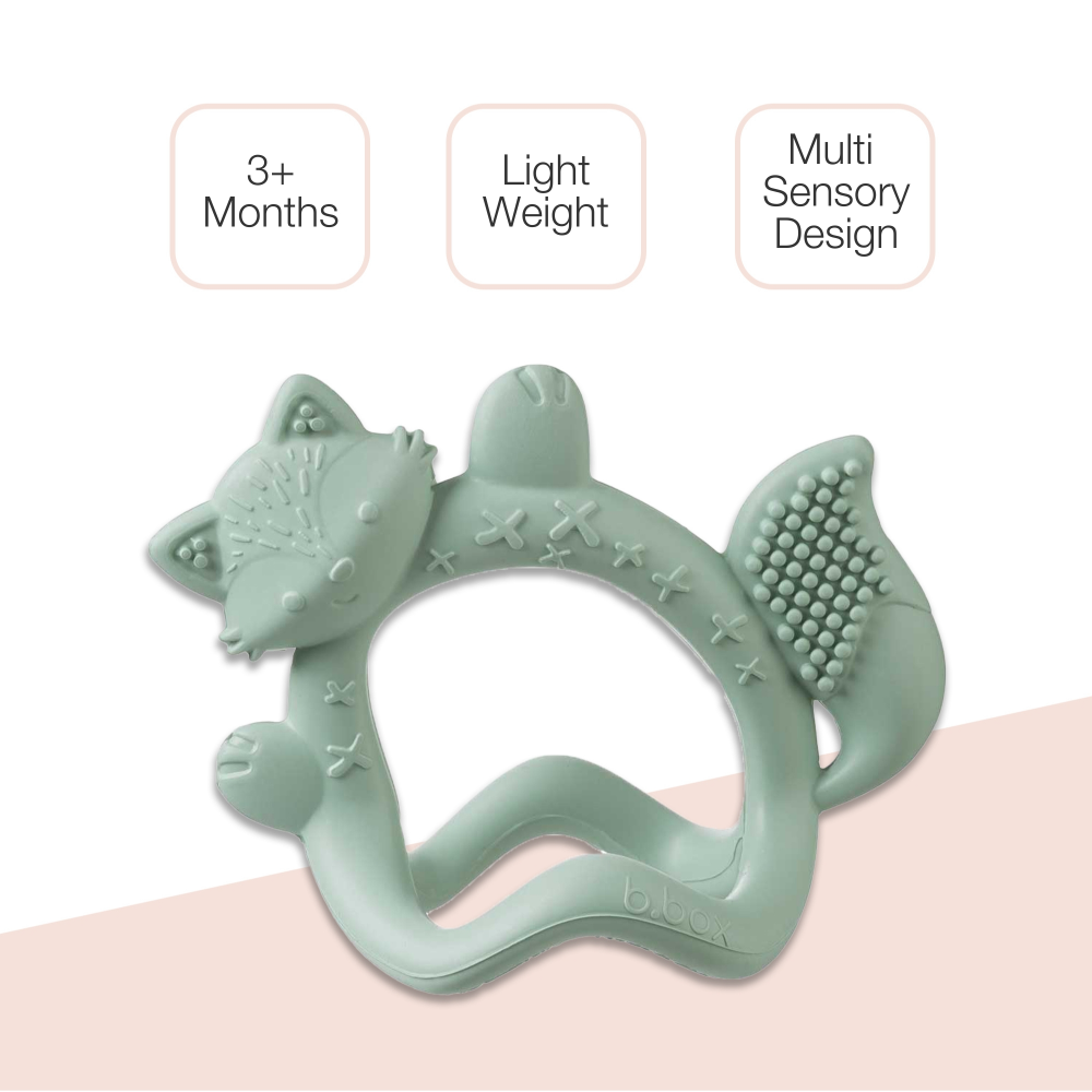 B.Box Silicone Wrist Teether Fox - Multi-Textured & Soothing for Teething Babies