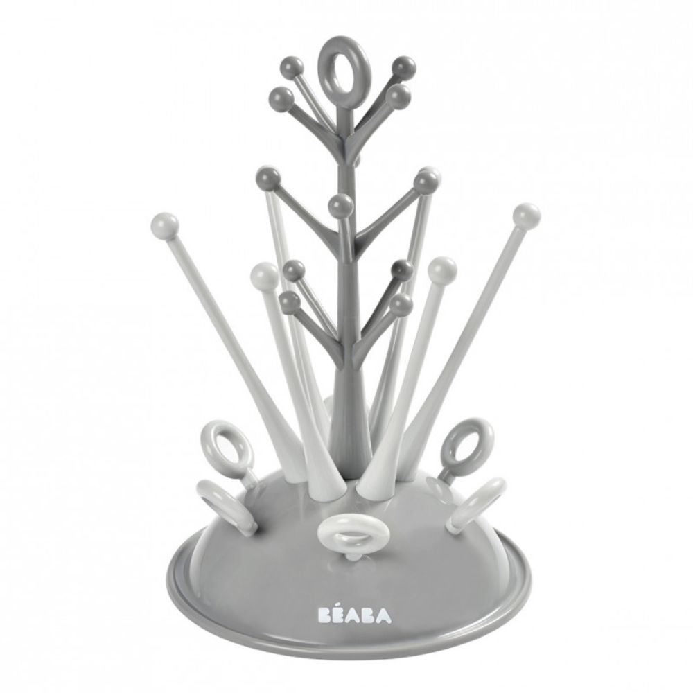 Beaba Baby Bottle Tree Drying Rack, Portable, Compact Drying Rack for 6 Bottles and Accessories with Removable Water Collection Tray, Space-Saving & Dishwasher Safe,  Easy to Fold, Suitable for Baby Bottles, Sipper Cups, and Baby Feeding Essentials